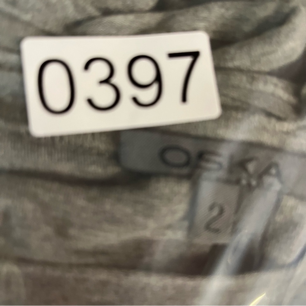 OSKA 2 (US 8/10/12) midi asymmetrical dress long sleeve Sage green textured wave - Picture 10 of 11